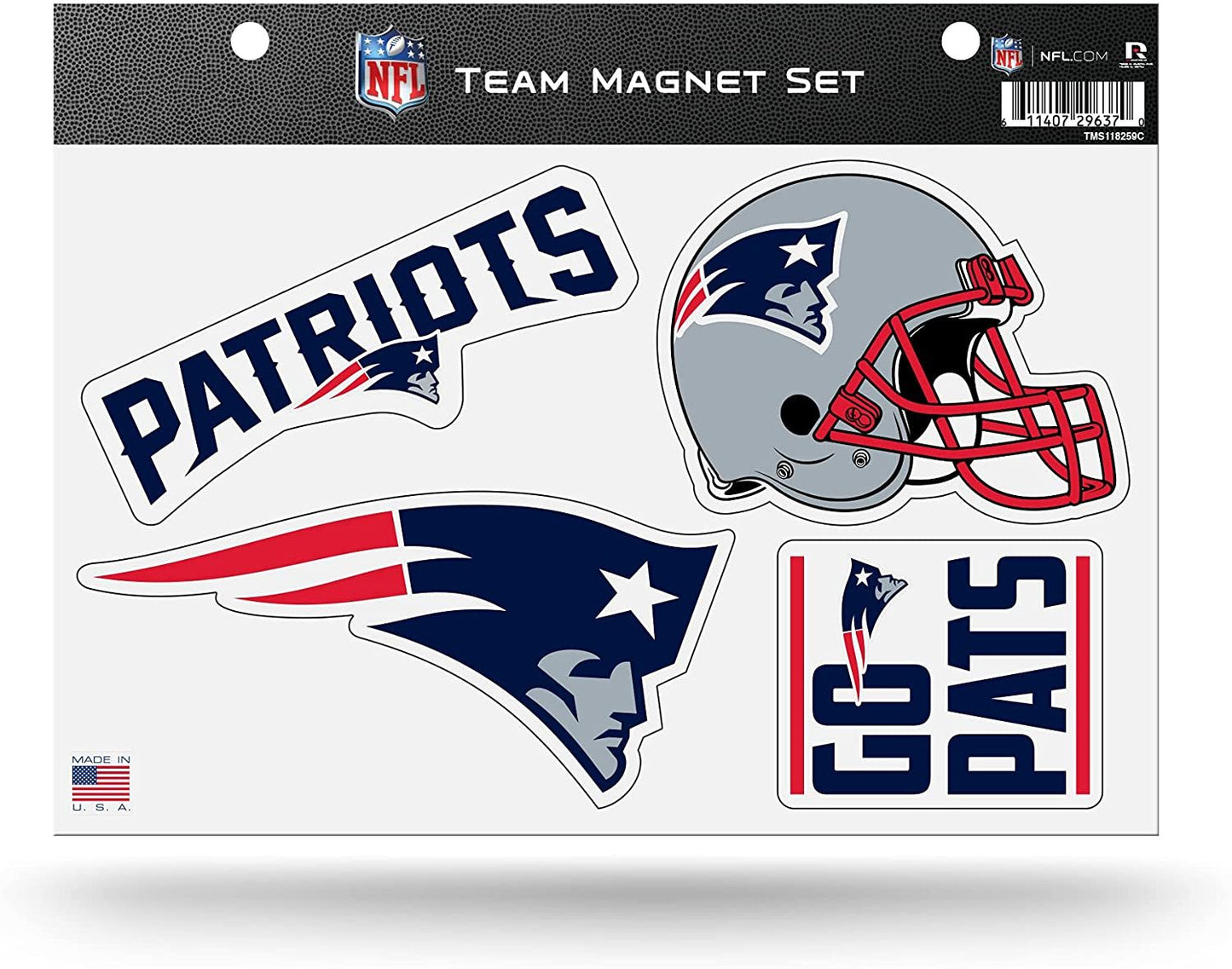 New England Patriots Team Multi Magnet Set, 8.5x11 Inch Sheet, Die Cut, Auto Home