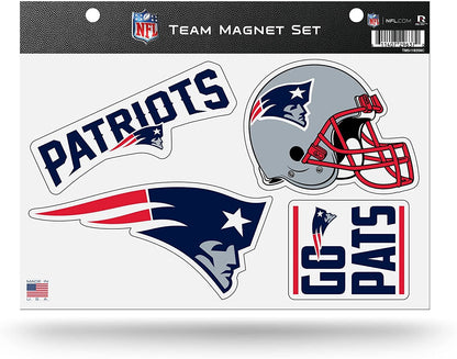 New England Patriots Team Multi Magnet Set, 8.5x11 Inch Sheet, Die Cut, Auto Home