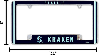 Seattle Kraken Metal License Plate Frame Chrome Tag Cover Alternate Design 6x12 Inch