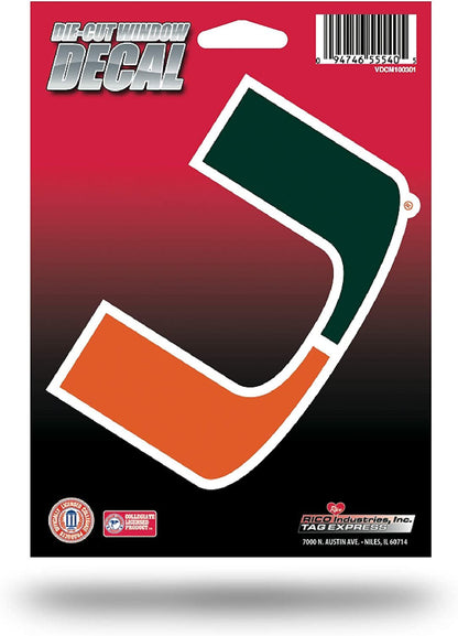University of Miami Hurricanes 5 Inch Die Cut Flat Vinyl Decal Sticker Full Adhesive Backing