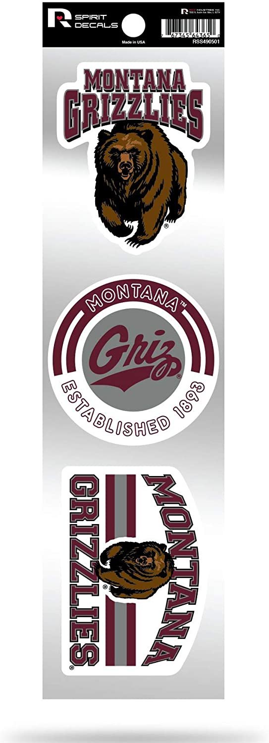 Montana Grizzlies Triple Retro Throwback Spirit Decals Flat Vinyl Auto Home Sticker Sheet University of