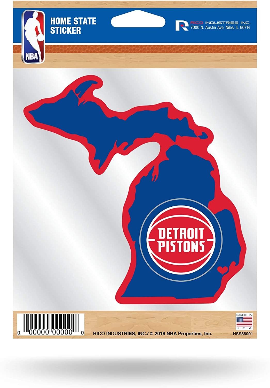 Detroit Pistons 5 Inch Sticker Decal, Home State Design, Flat Vinyl, Full Adhesive Backing