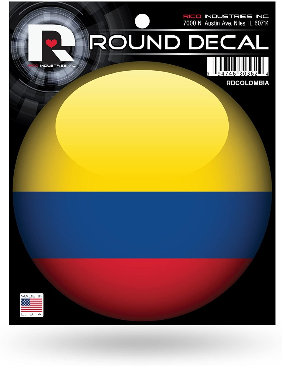 Columbia National Soccer Team World Cup 4 Inch Round Decal Sticker, Full Adhesive Backing