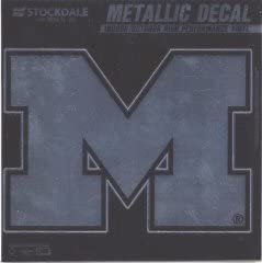 University of Michigan Wolverines 6 Inch Decal Sticker, Metallic Chrome Shimmer Design