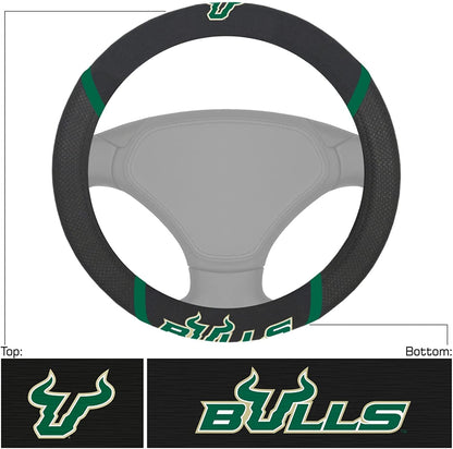 University of South Florida Bulls USF Steering Wheel Cover, Premium Embroidered, Black, 15 Inch, Officially Licensed