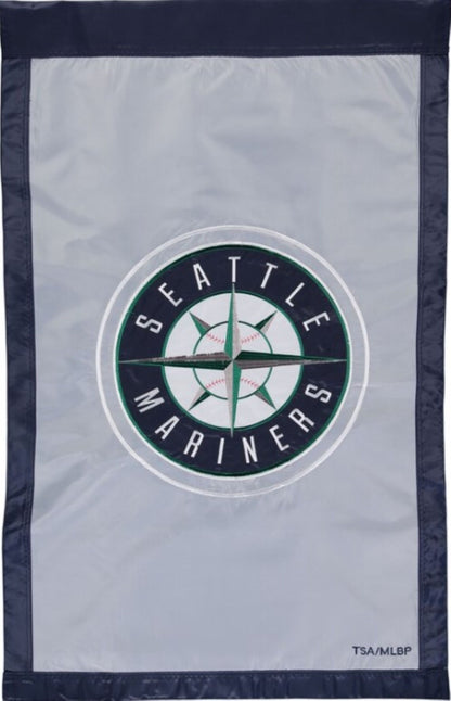 Seattle Mariners Premium Double Sided House Flag Banner, Applique Embroidered, 28x44 Inch