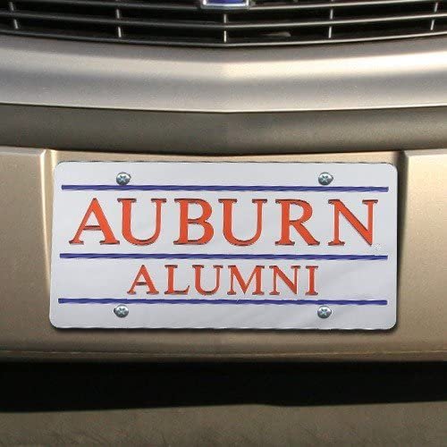 Auburn University Tigers Premium Laser Cut Tag License Plate, Alumni Design, Mirrored Acrylic Inlaid, 6x12 Inch