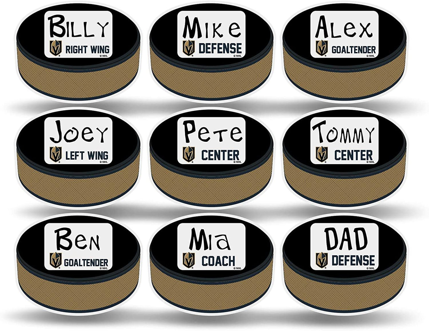 Vegas Golden Knights Reusable Table Setting Place Cards, 9-Piece Set