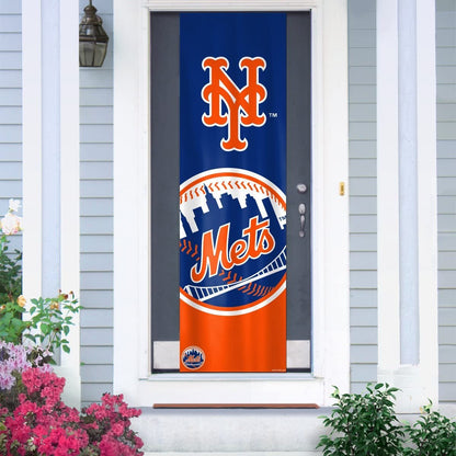 New York Mets Door Banner Flag, 84 x 24 Inch, Elastic Straps on Back, House or Office