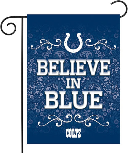 Indianapolis Colts Premium Double Sided Garden Flag Banner, 13x18 Inch, Display Pole Sold Separately