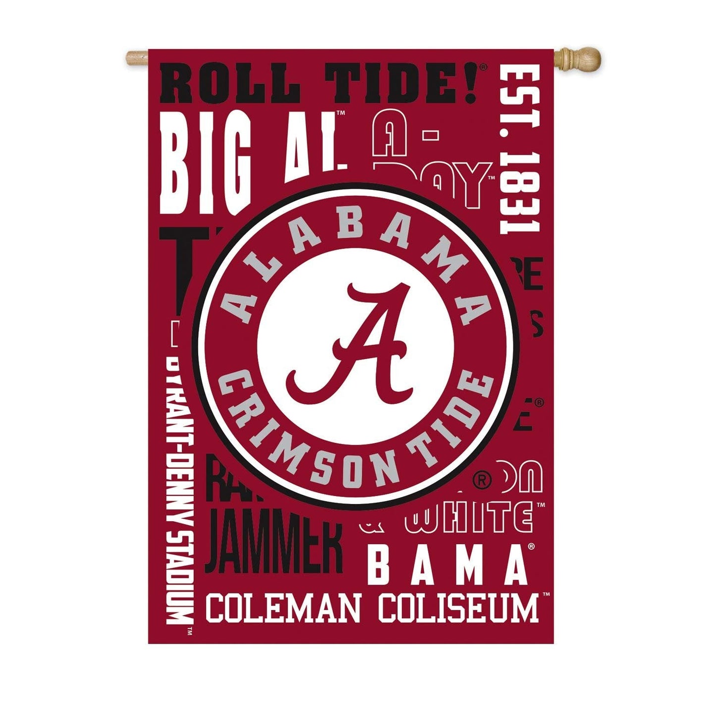 University of Alabama Crimson Tide Premium Double Sided Garden Flag Banner, Fan Rules Design, 13x18 Inch, Display Stand Sold Seperately, Officially Licensed