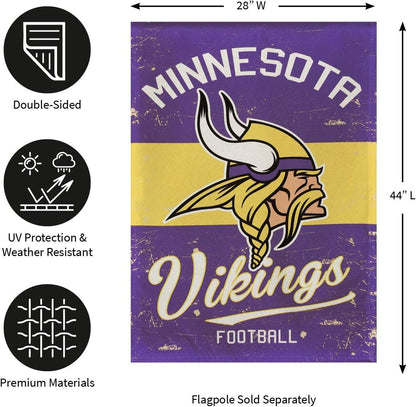 Minnesota Vikings Premium Double Sided Banner Flag 28x44 Inch Vintage Logo Design Indoor Outdoor