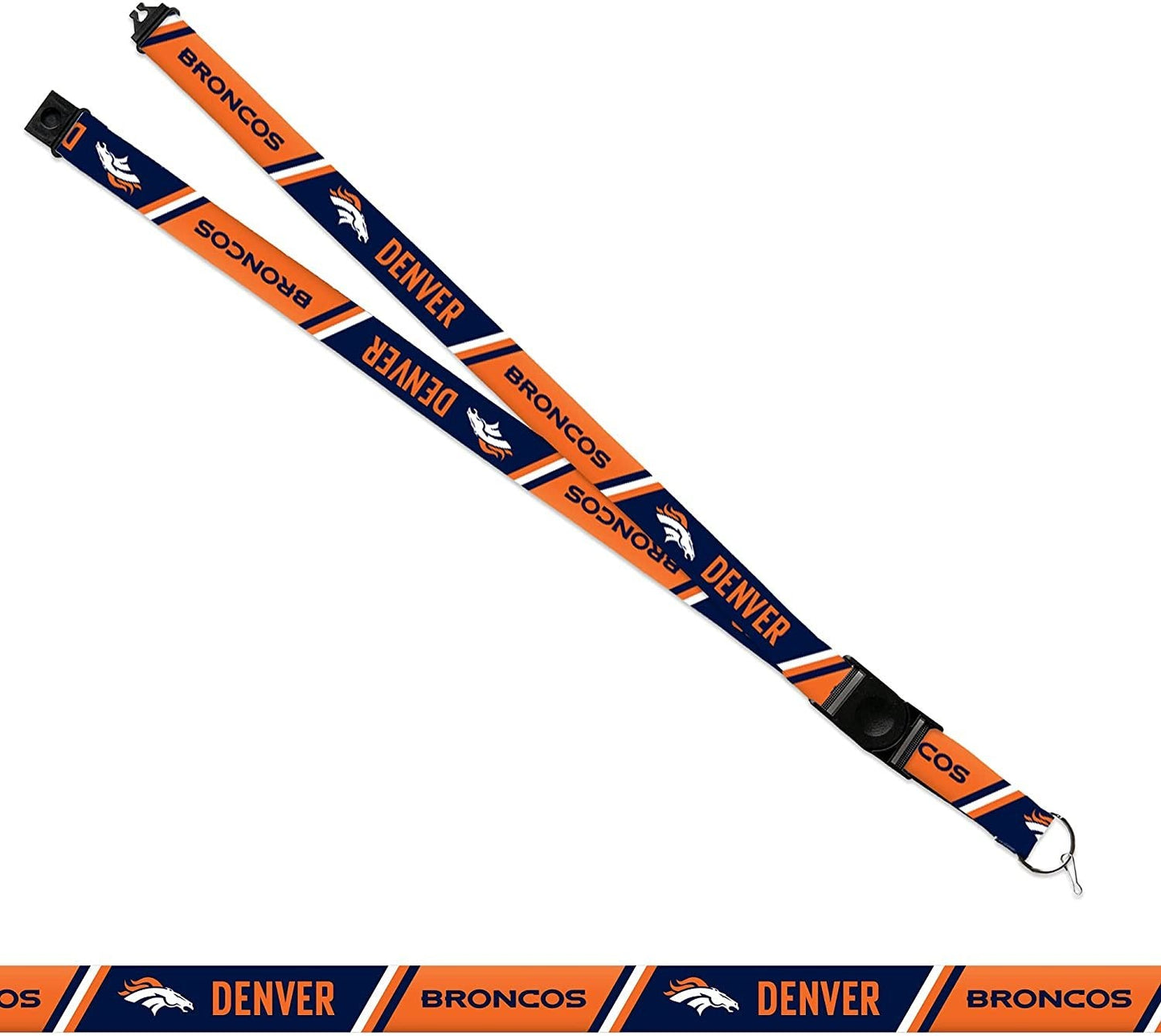 Denver Broncos Lanyard Keychain Double Sided Breakaway Safety Design Adult 18 Inch