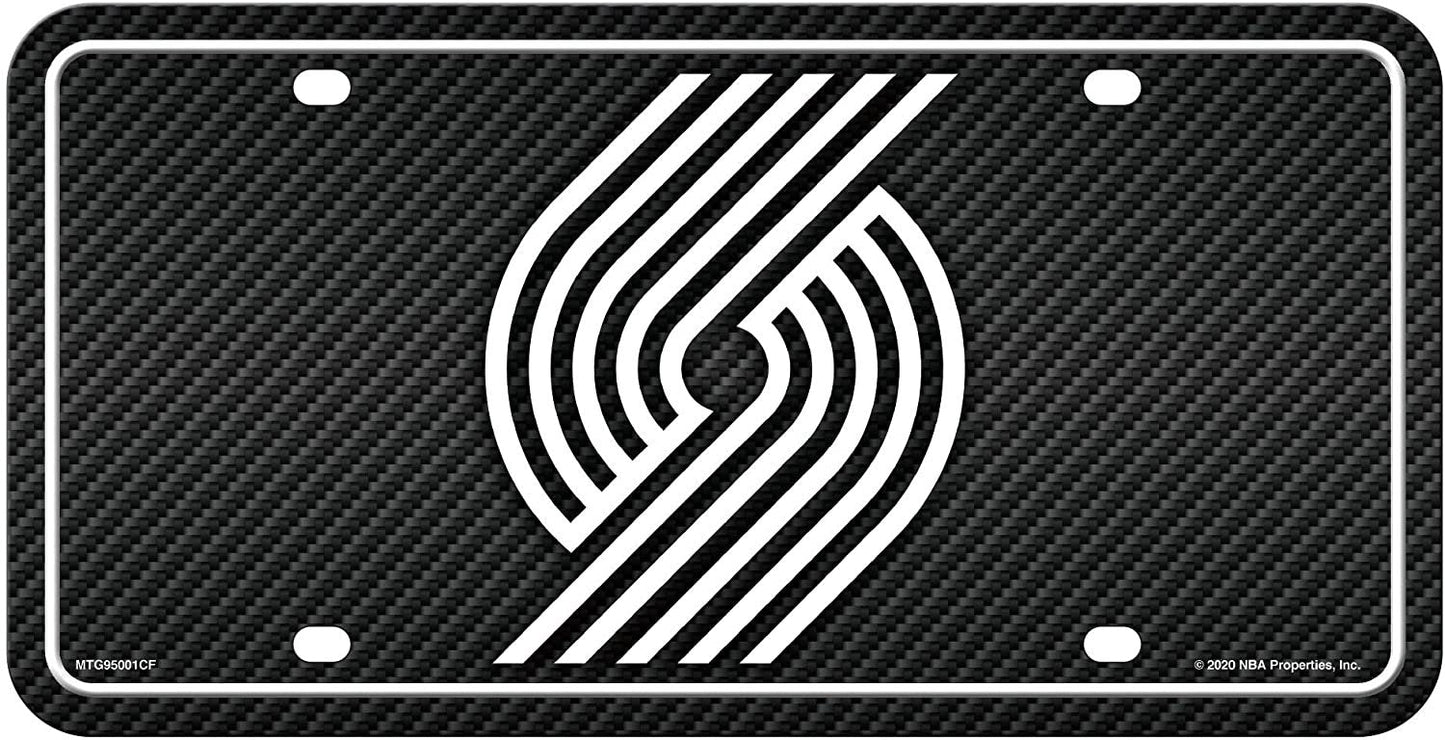 Portland Trail Blazers Metal Auto Tag License Plate, Carbon Fiber Design, 6x12 Inch
