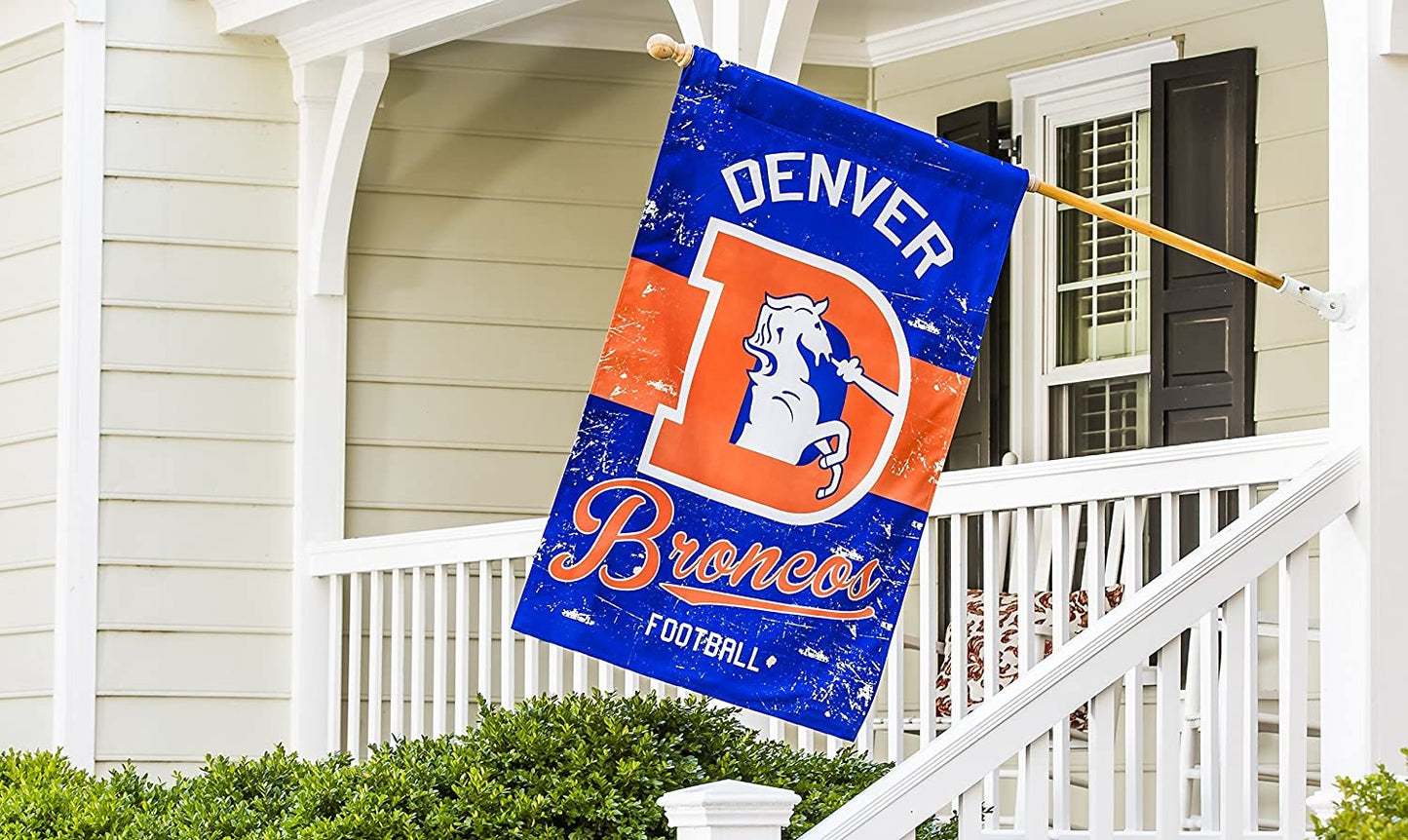 Denver Broncos Premium Double Sided Banner Flag 28x44 Inch Vintage Logo Design Indoor Outdoor