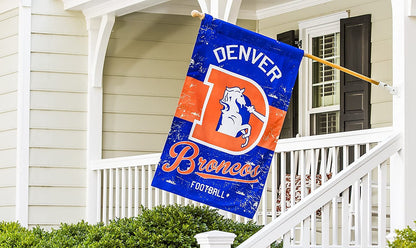 Denver Broncos Premium Double Sided Banner Flag 28x44 Inch Vintage Logo Design Indoor Outdoor