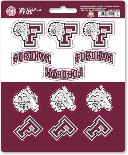 Fordham University Rams 12-Piece Mini Decal Sticker Set, 5x6 Inch Sheet, Gift for football fans for any hard surfaces around home, automotive, personal items