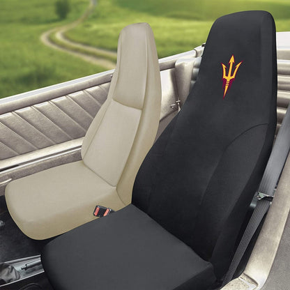 Arizona State University Sun Devils Premium Embroidered Black Auto Bucket Seat Cover, 48x20 Inch, Elastic