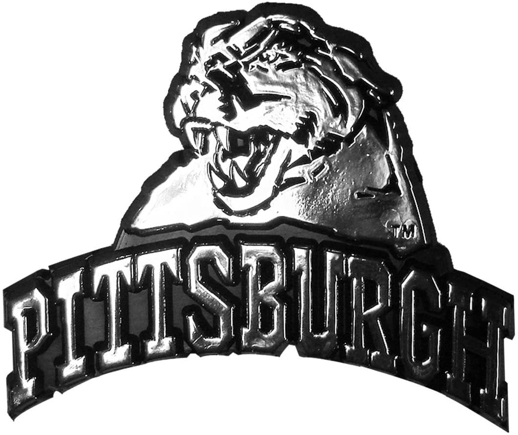 University of Pittsburgh Panthers Pitt Auto Emblem, Plastic Molded, Silver Chrome Color, Raised 3D Effect, Adhesive Backing