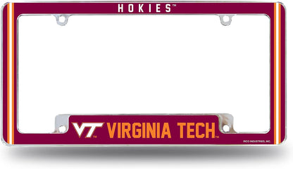 Virginia Tech Hokies Metal License Plate Frame Chrome Tag Cover Alternate Design 6x12 Inch