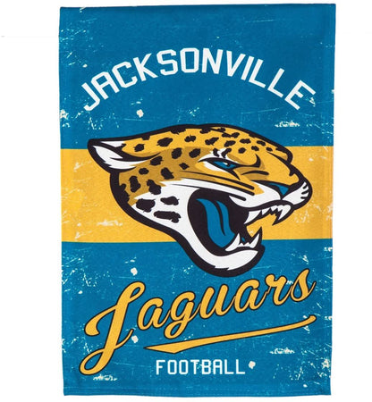 Jacksonville Jaguars Premium Garden Flag Banner, Double Sided, Linen, Retro Vintage Style, 13x18 Inch