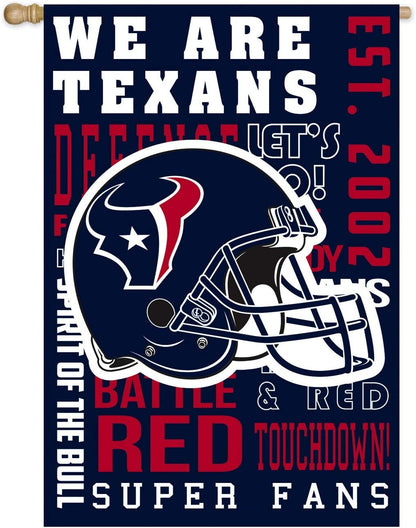 Houston Texans Premium Double Sided Banner Flag 28x44 Inch Fan Rules Design Indoor Outdoor