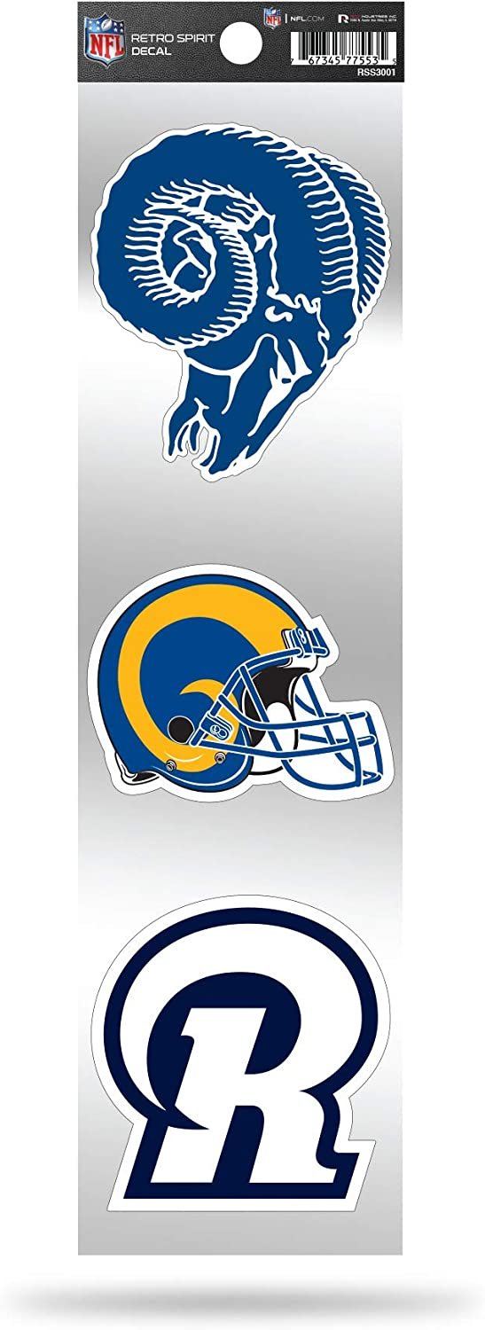 Los Angeles Rams NFL 3-Piece Retro Spirit Decals, Team Color, Size of Individual Decals Will Vary