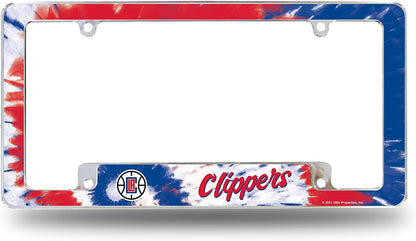 Los Angeles Clippers Metal License Plate Frame Chrome Tag Cover Tie Dye Design 6x12 Inch