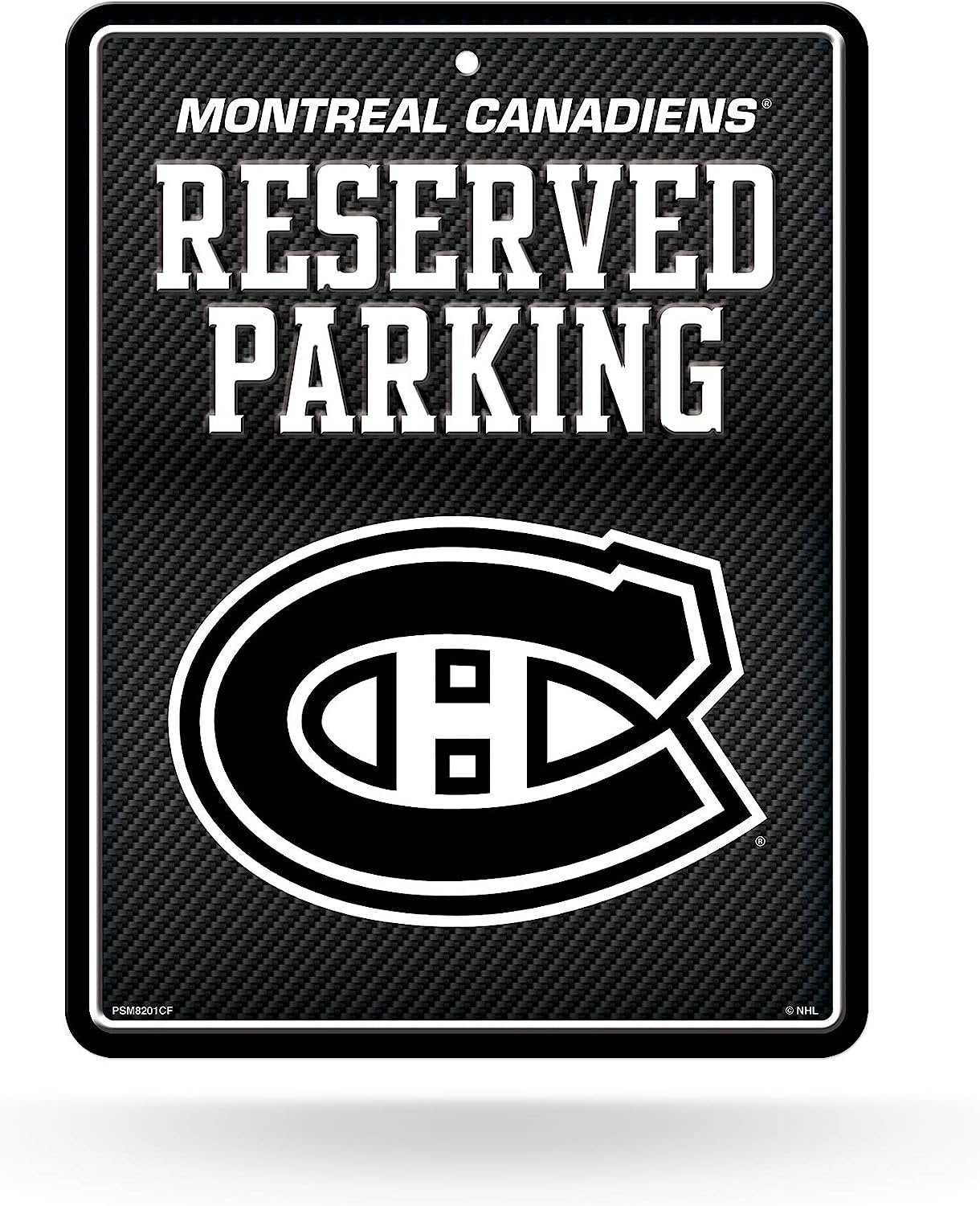 Montreal Canadiens Metal Parking Novelty Wall Sign 8.5 x 11 Inch Carbon Fiber Design