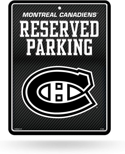 Montreal Canadiens Metal Parking Novelty Wall Sign 8.5 x 11 Inch Carbon Fiber Design
