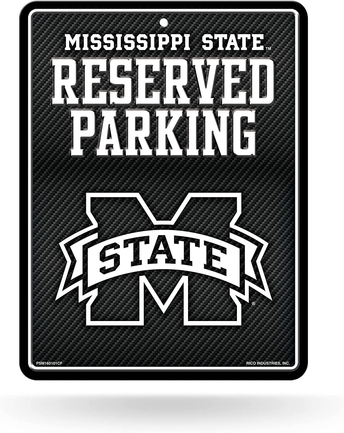 Mississippi State University Bulldogs Metal Parking Novelty Wall Sign 8.5 x 11 Inch Carbon Fiber Design