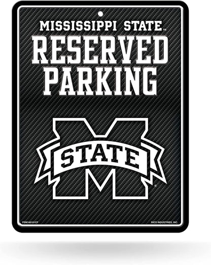 Mississippi State University Bulldogs Metal Parking Novelty Wall Sign 8.5 x 11 Inch Carbon Fiber Design