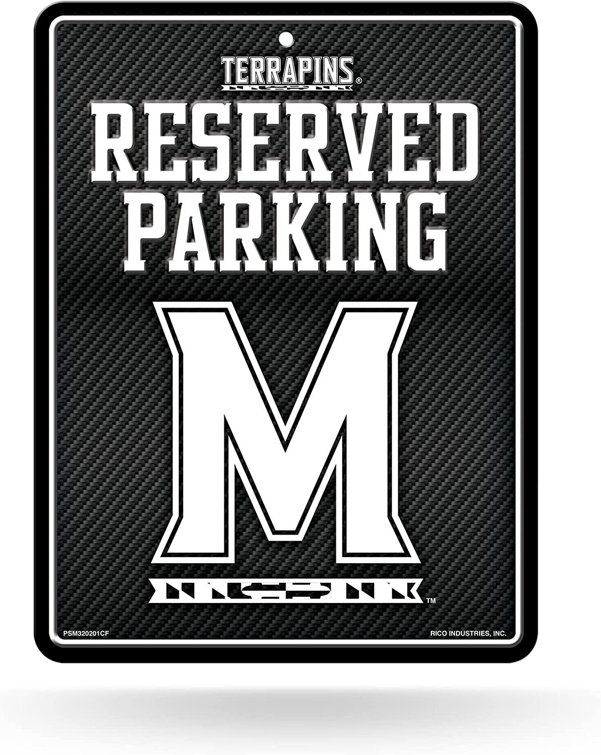 University of Maryland Terrapins Metal Parking Novelty Wall Sign 8.5 x 11 Inch Carbon Fiber Design