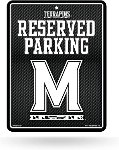 University of Maryland Terrapins Metal Parking Novelty Wall Sign 8.5 x 11 Inch Carbon Fiber Design