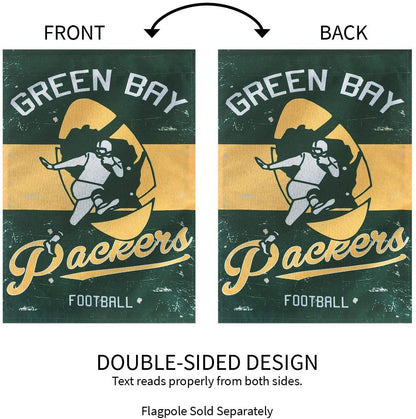 Green Bay Packers Premium Linen Banner Flag Double Sided 28x44 Inch Vintage Logo Design Outdoor