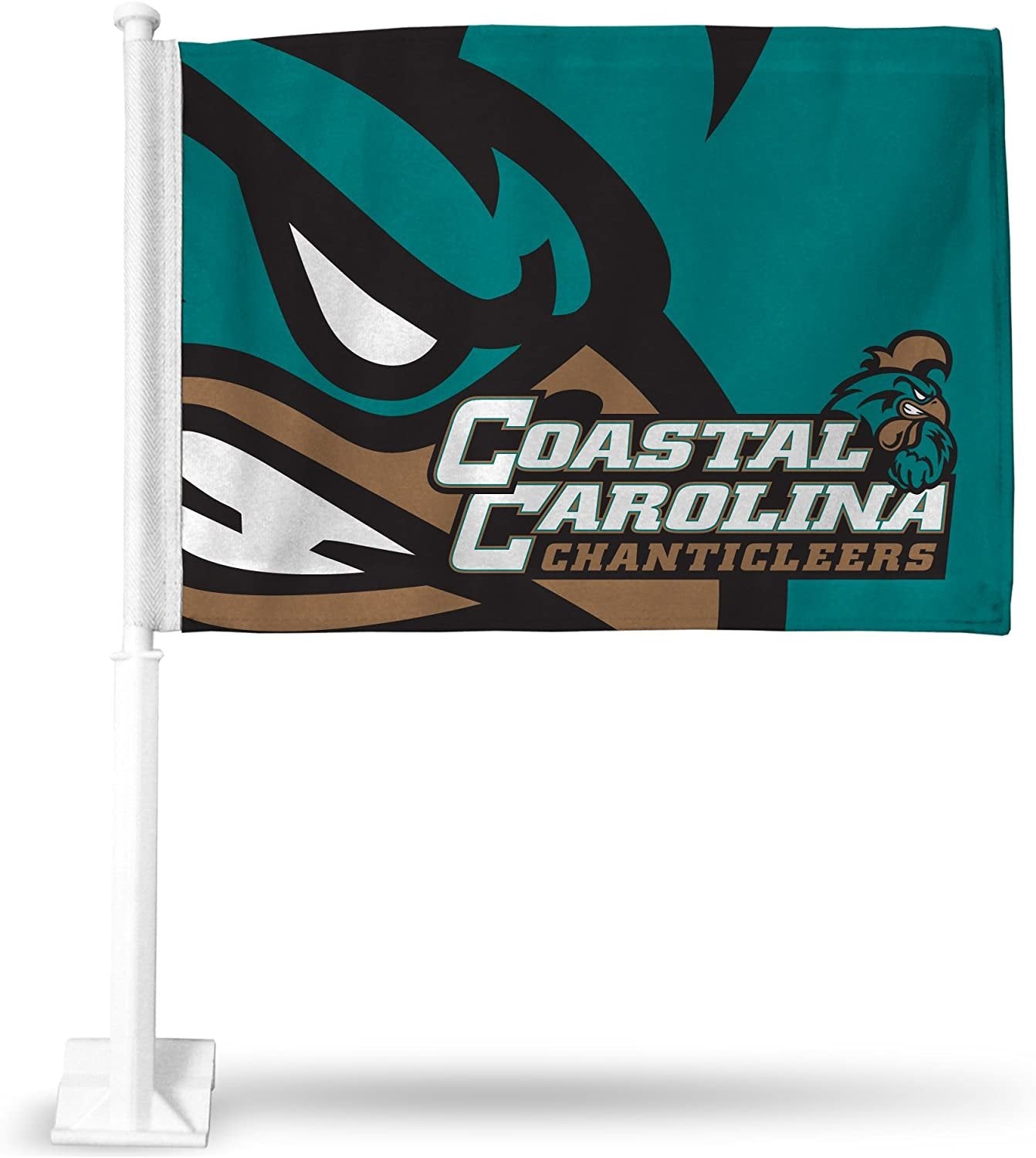 Coastal Carolina University Chanticleers Premium Double Sided Car Flag Banner, Includes Plastic Display Pole