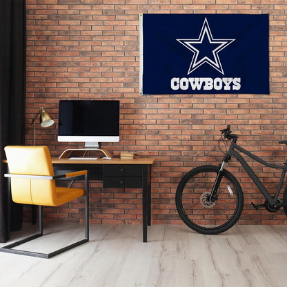 Dallas Cowboys 3x5 Foot Flag Banner with Metal Grommets, Logo with Team Name Design, Outdoor Use