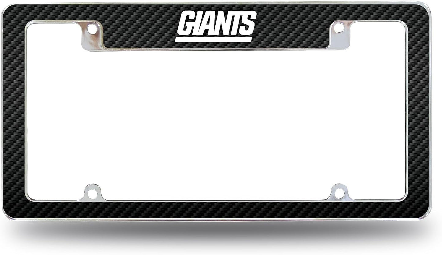New York Giants Metal License Plate Frame Chrome Tag Cover Carbon Fiber Design 6x12 Inch