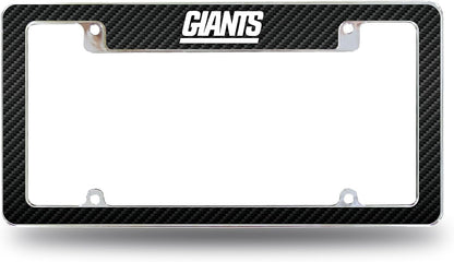 New York Giants Metal License Plate Frame Chrome Tag Cover Carbon Fiber Design 6x12 Inch