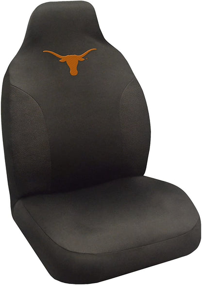 University of Texas Longhorns Premium Embroidered Black Auto Bucket Seat Cover, 48x20 Inch, Elastic