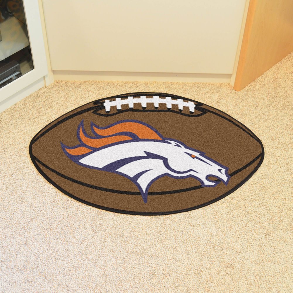 Denver Broncos Floor Mat Area Rug, 20x32 Inch, Non-Skid Backing, Football Design