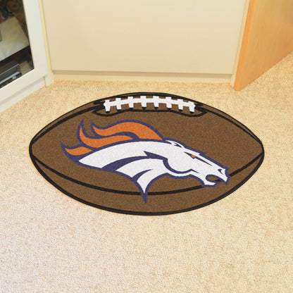 Denver Broncos Floor Mat Area Rug, 20x32 Inch, Non-Skid Backing, Football Design