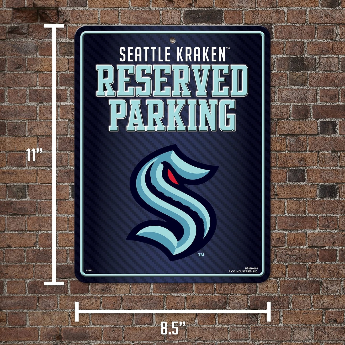 Seattle Kraken Premium Metal Wall Parking Sign, 8.5x11 Inch, Primary Design, Great for Man Cave, Bed Room, Office, Home Decor