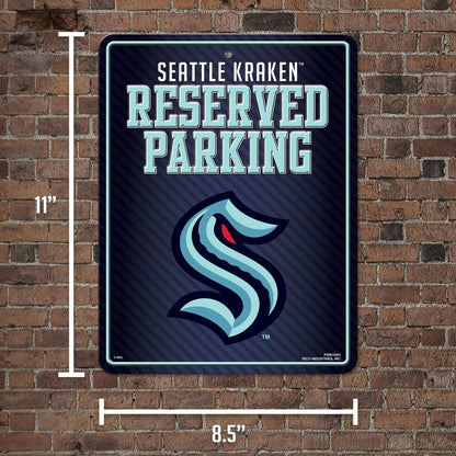 Seattle Kraken Premium Metal Wall Parking Sign, 8.5x11 Inch, Primary Design, Great for Man Cave, Bed Room, Office, Home Decor