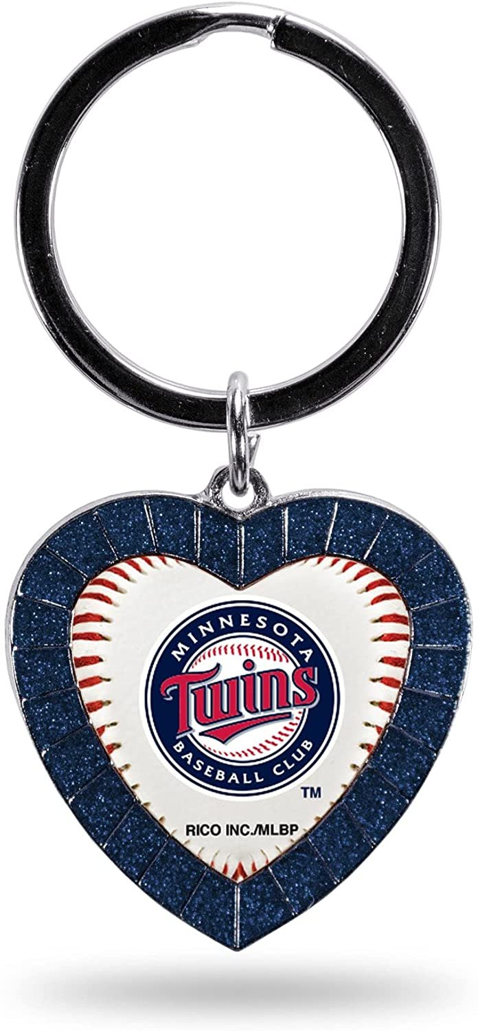 Minnesota Twins Keychain Rhinestone Heart Decal Emblem Team Color Baseball