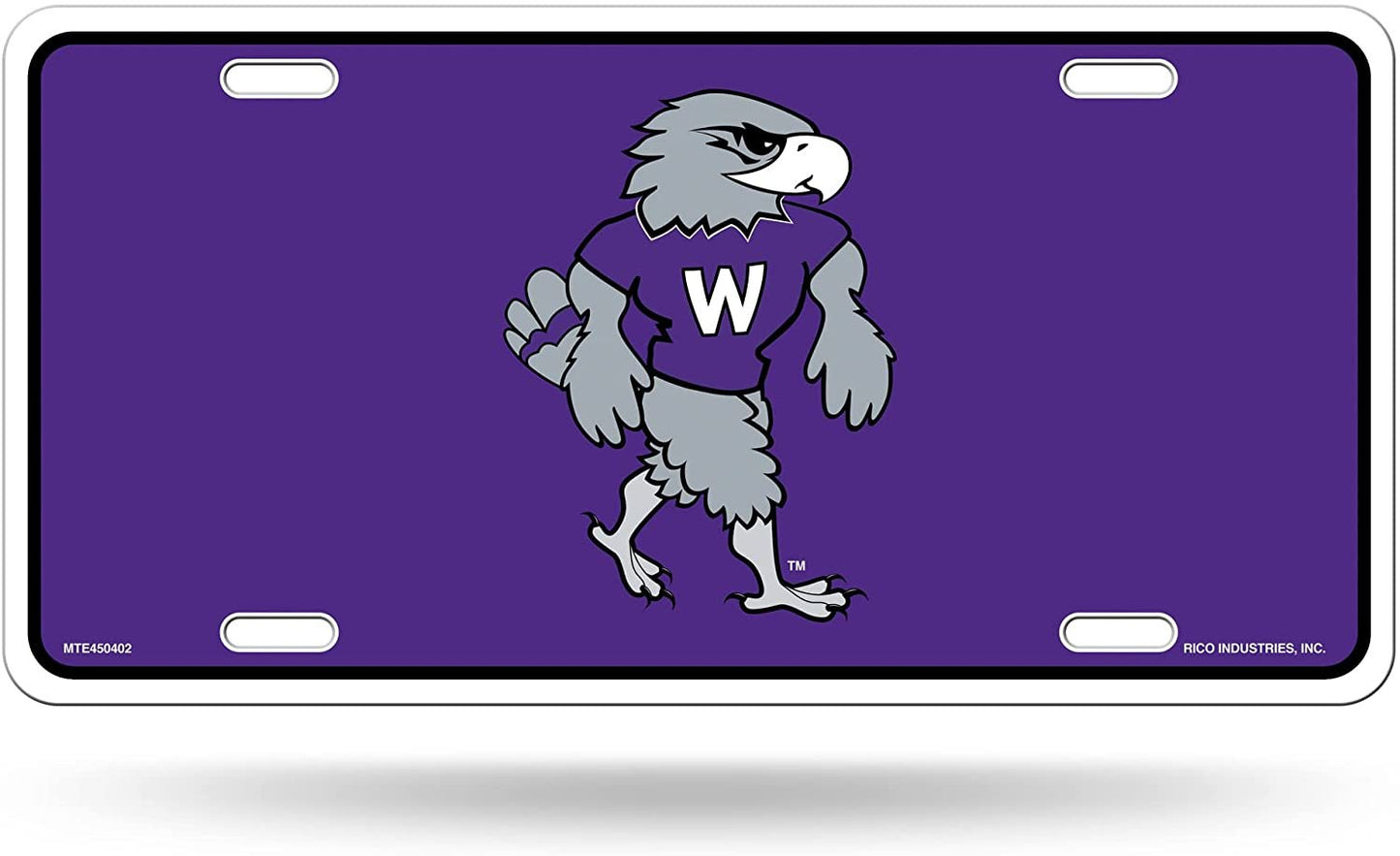 University of Wisconsin Whitewater Warhawks Metal Auto Tag License Plate, Logo Design, 6x12 Inch