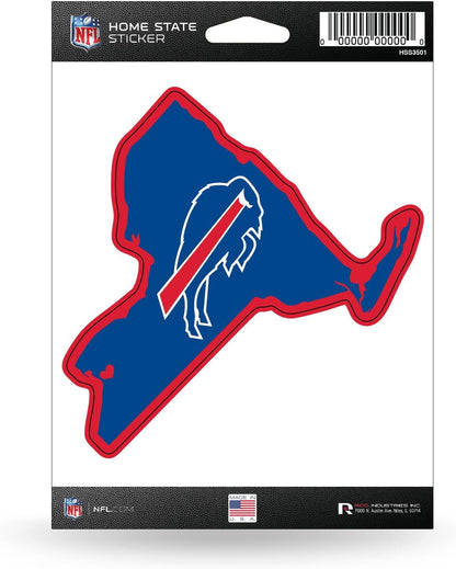 Buffalo Bills 5 Inch Die Cut Sticker Decal, Home State Design, Flat Vinyl, Full Adhesive Backing, Peel and Stick Application, Officially Licensed, Made in the USA