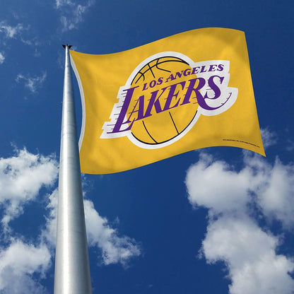 Los Angeles Lakers 3x5 Feet Banner Flag, Yellow, Single Sided, Indoor Outdoor Use, Metal Grommets