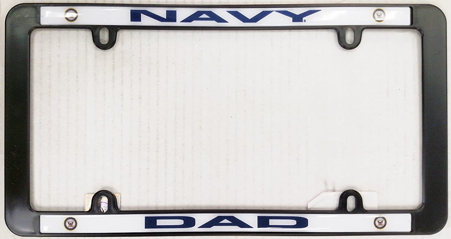 Navy DAD Black Plastic License Plate Frame Tag Cover United States Military