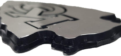 Indiana University Hoosiers Auto Emblem, Plastic Molded, Silver Chrome Color, Raised 3D Effect, Adhesive Backing